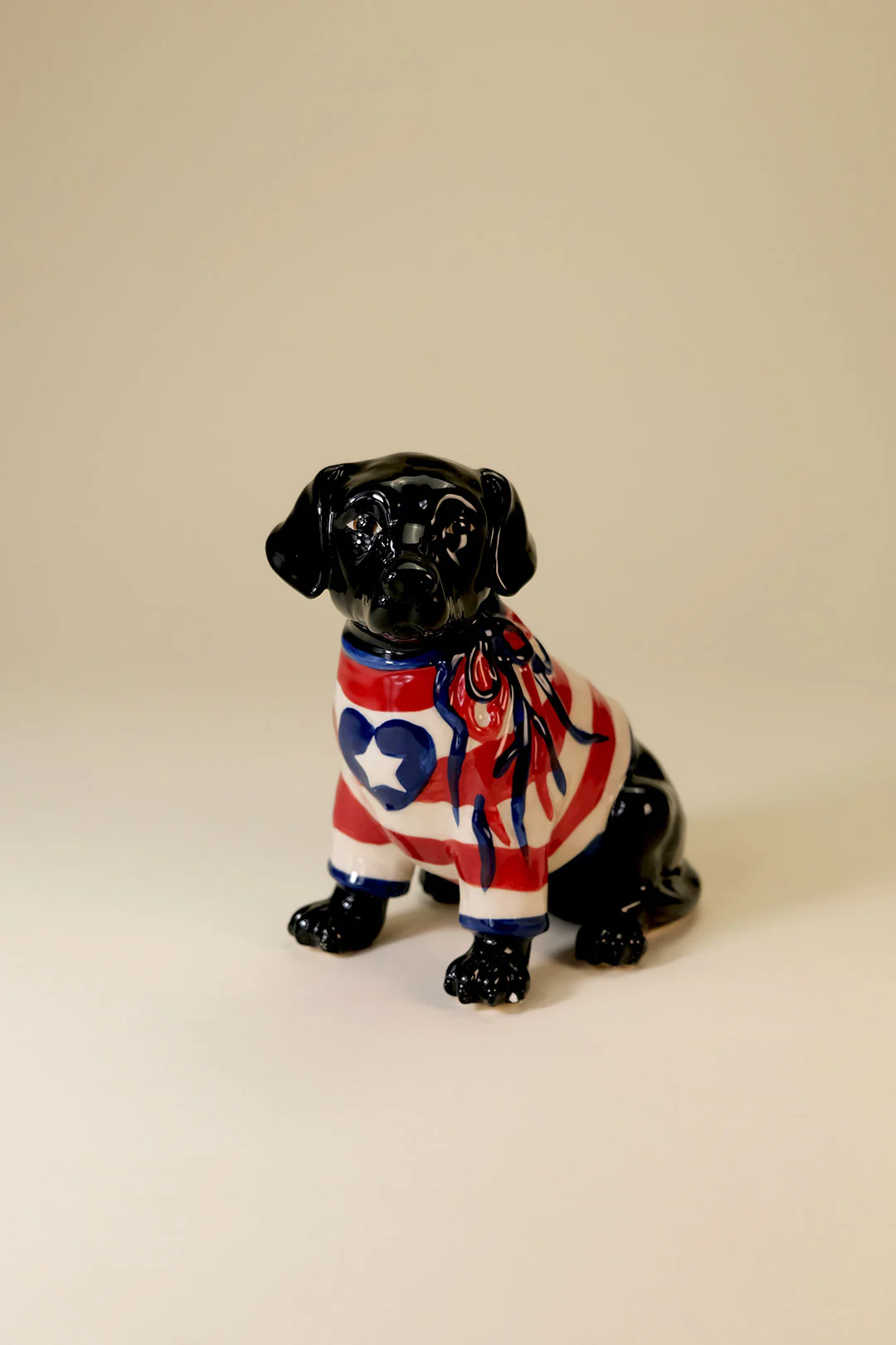Clayworks Patriotic Black Lab Dog Figurine