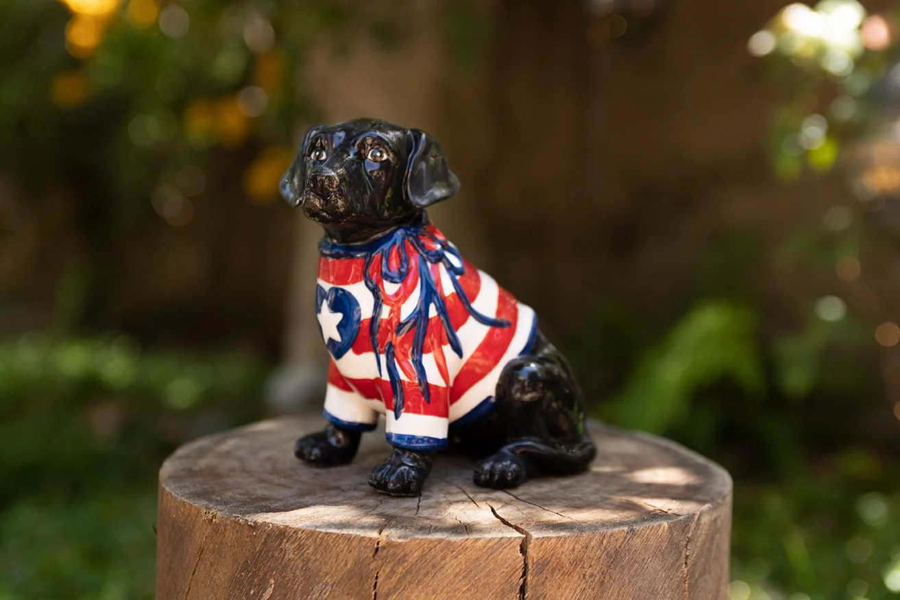 Clayworks Patriotic Black Lab Dog Figurine - Image 2