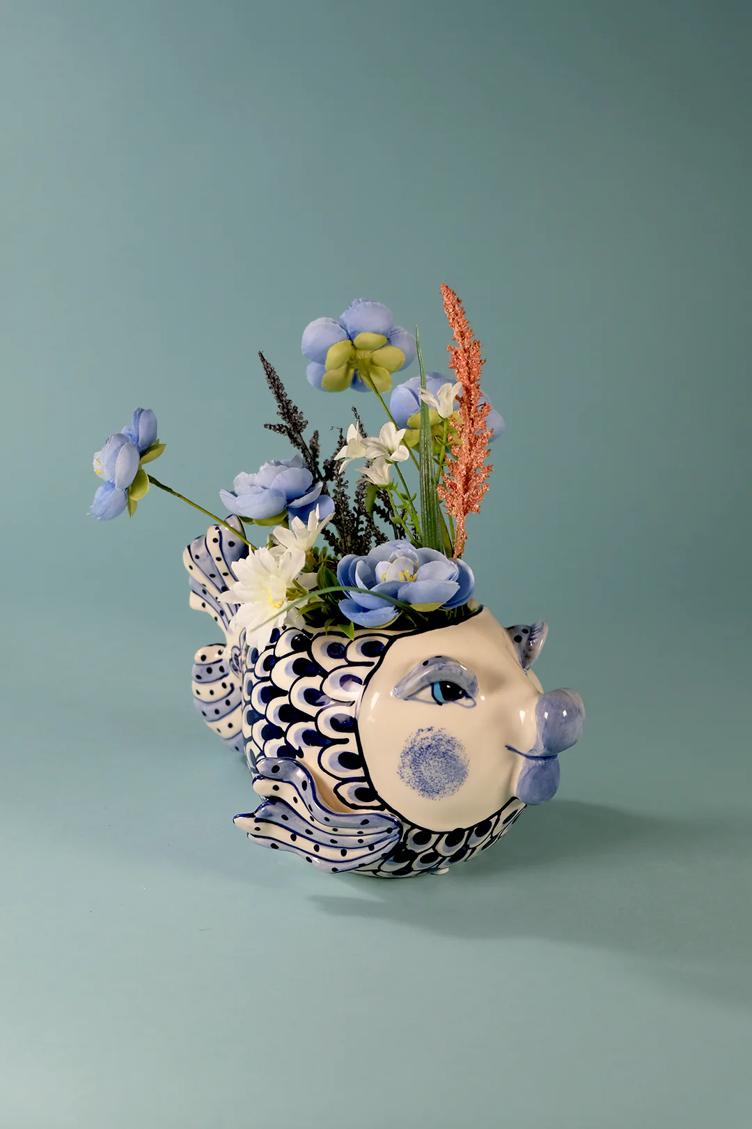 Blue and White Fish Planter - Image 3