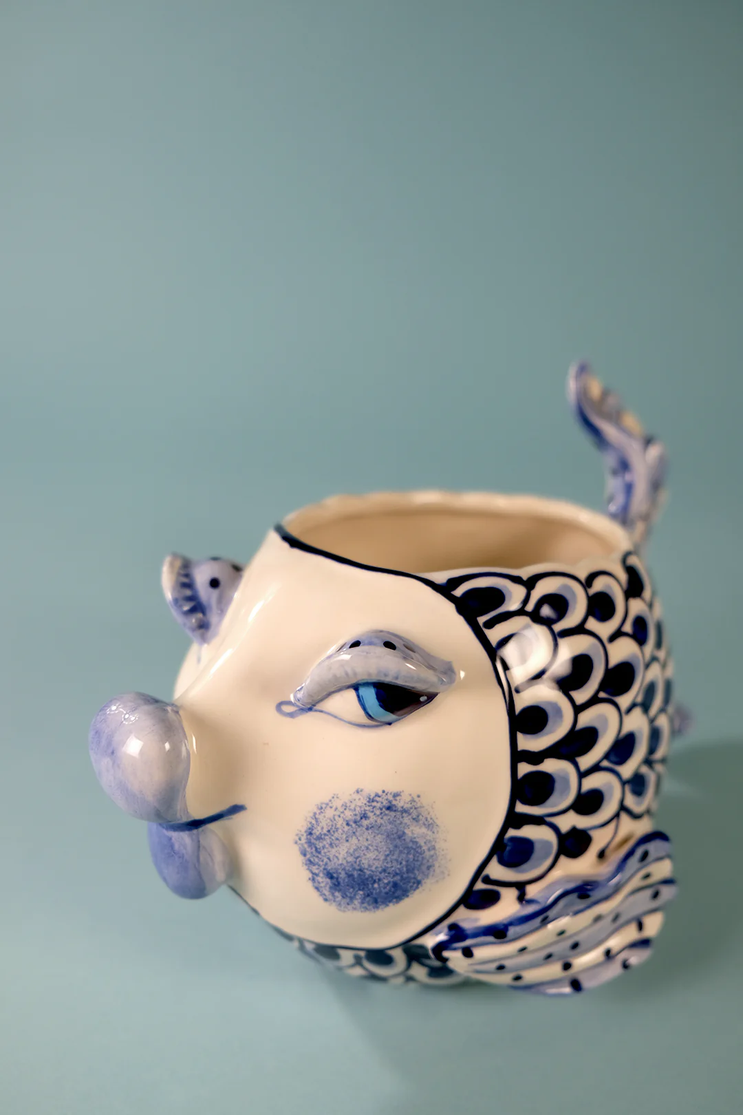 Blue and White Fish Planter - Image 7