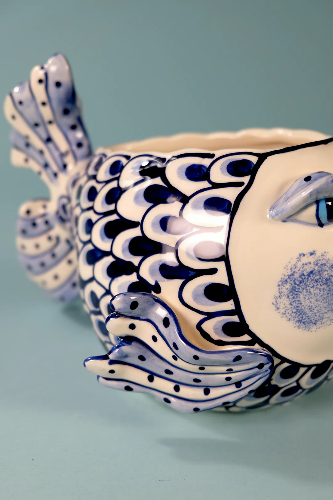 Blue and White Fish Planter - Image 8