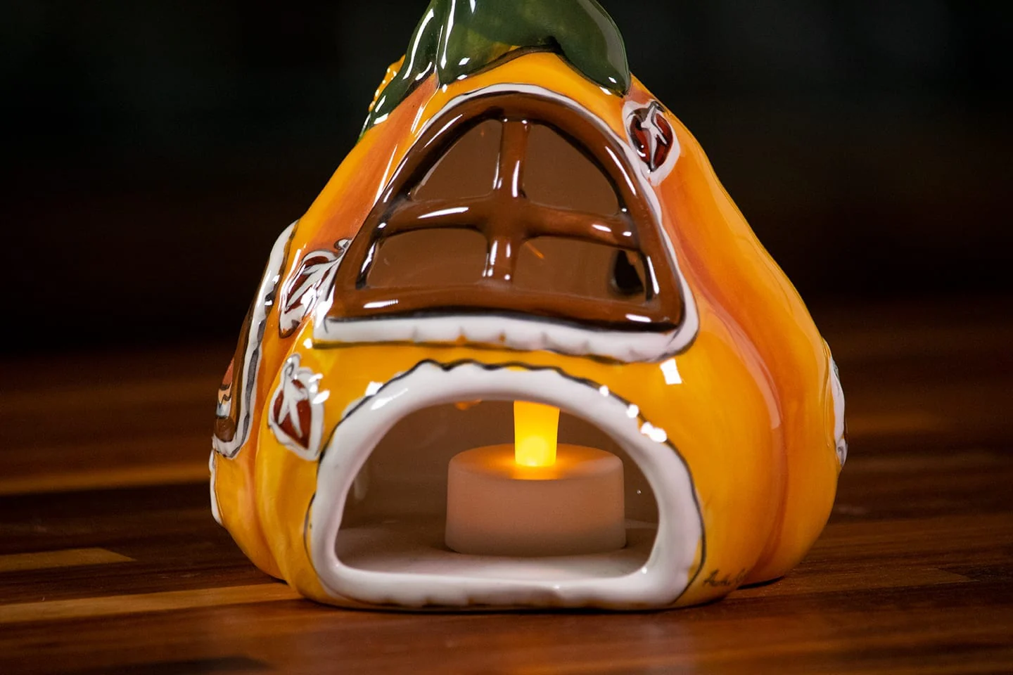 Clayworks Pumpkin Cottage Candle House - Small - Image 2
