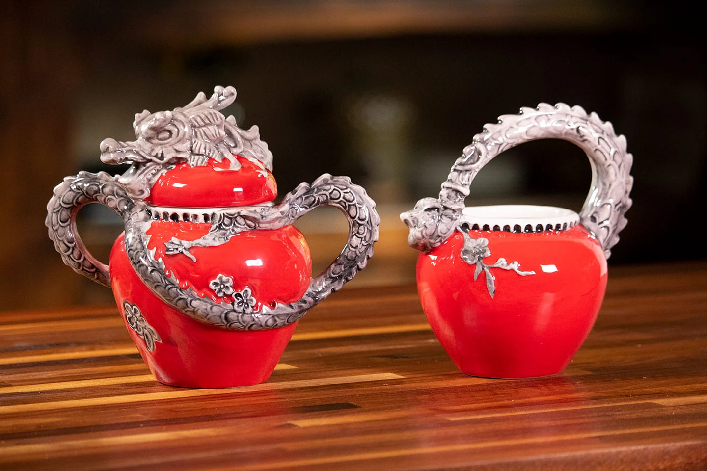 Clayworks Red Dragon Sugar & Creamer Set