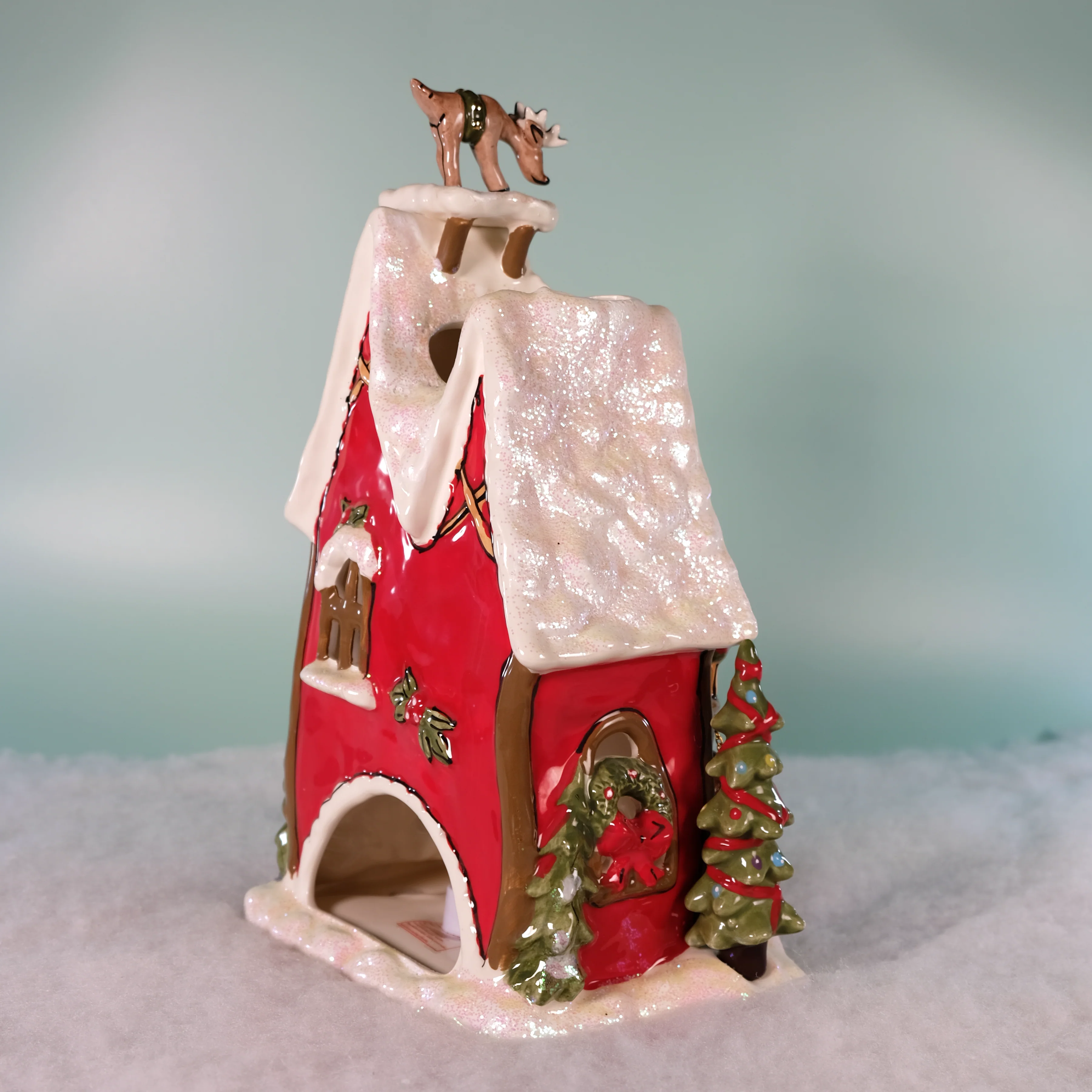 Reindeerville Clayworks Rudolph Flight School Candle House - Image 3
