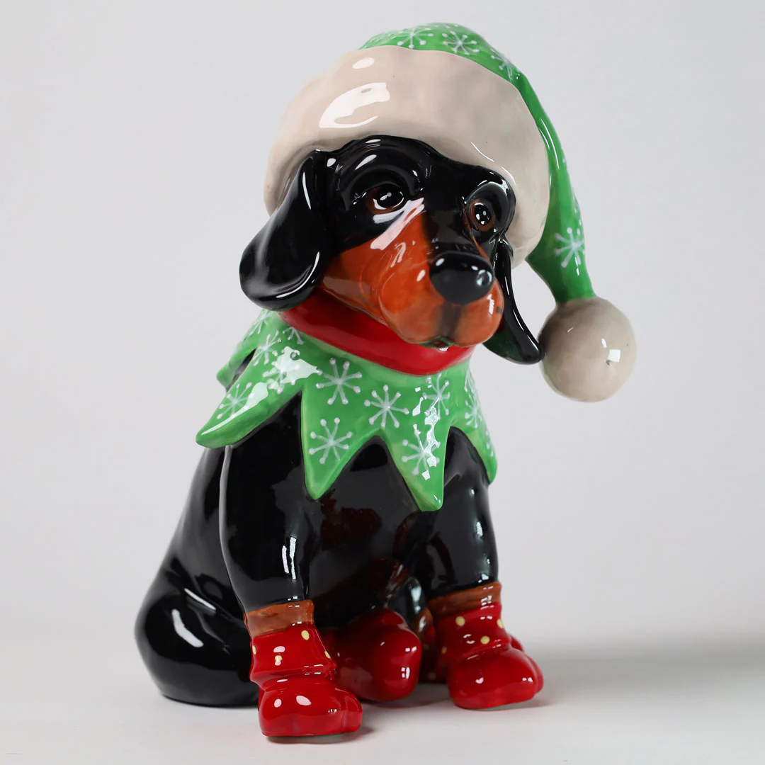 Dachshund in Elf Hat Figurine - Image 2
