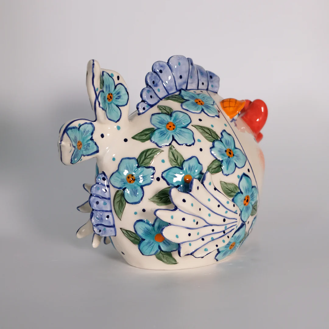 Flower Fish Figurine - Blue - Image 3