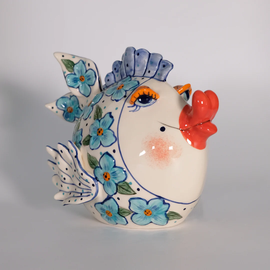 Flower Fish Figurine - Blue - Image 4