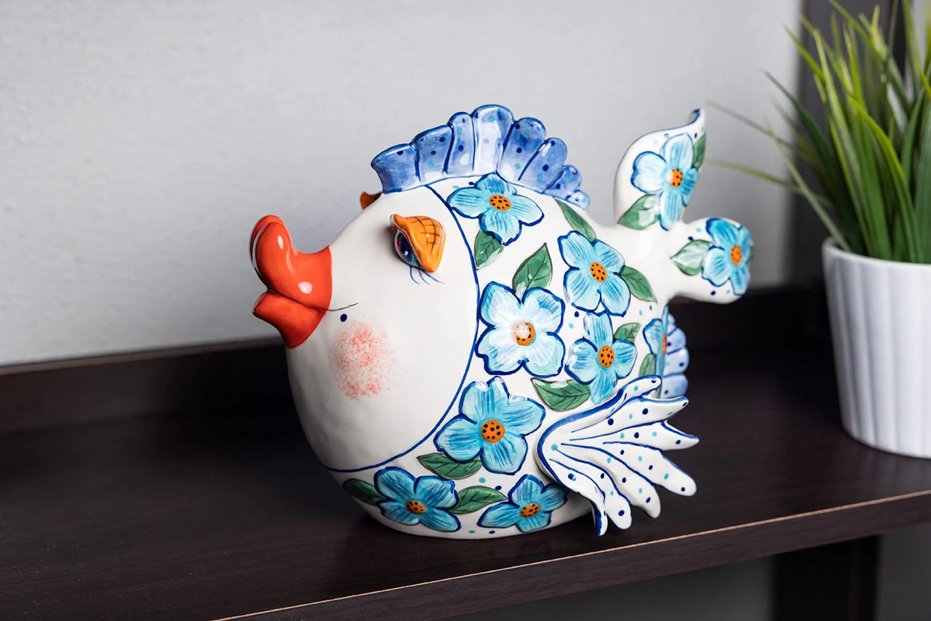 Flower Fish Figurine - Blue - Image 9