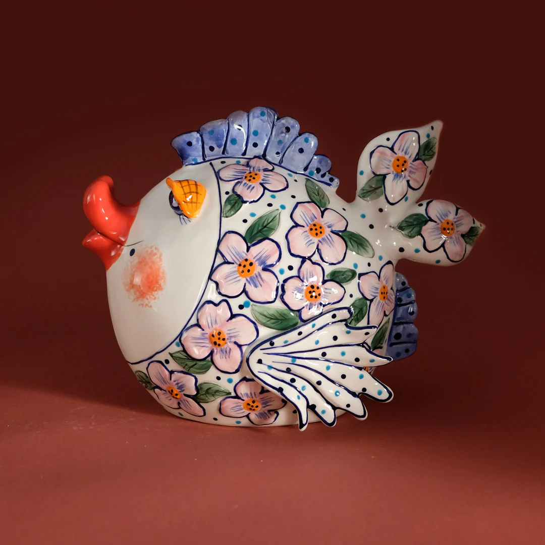 Flower Fish Figurine - Pink - Image 2