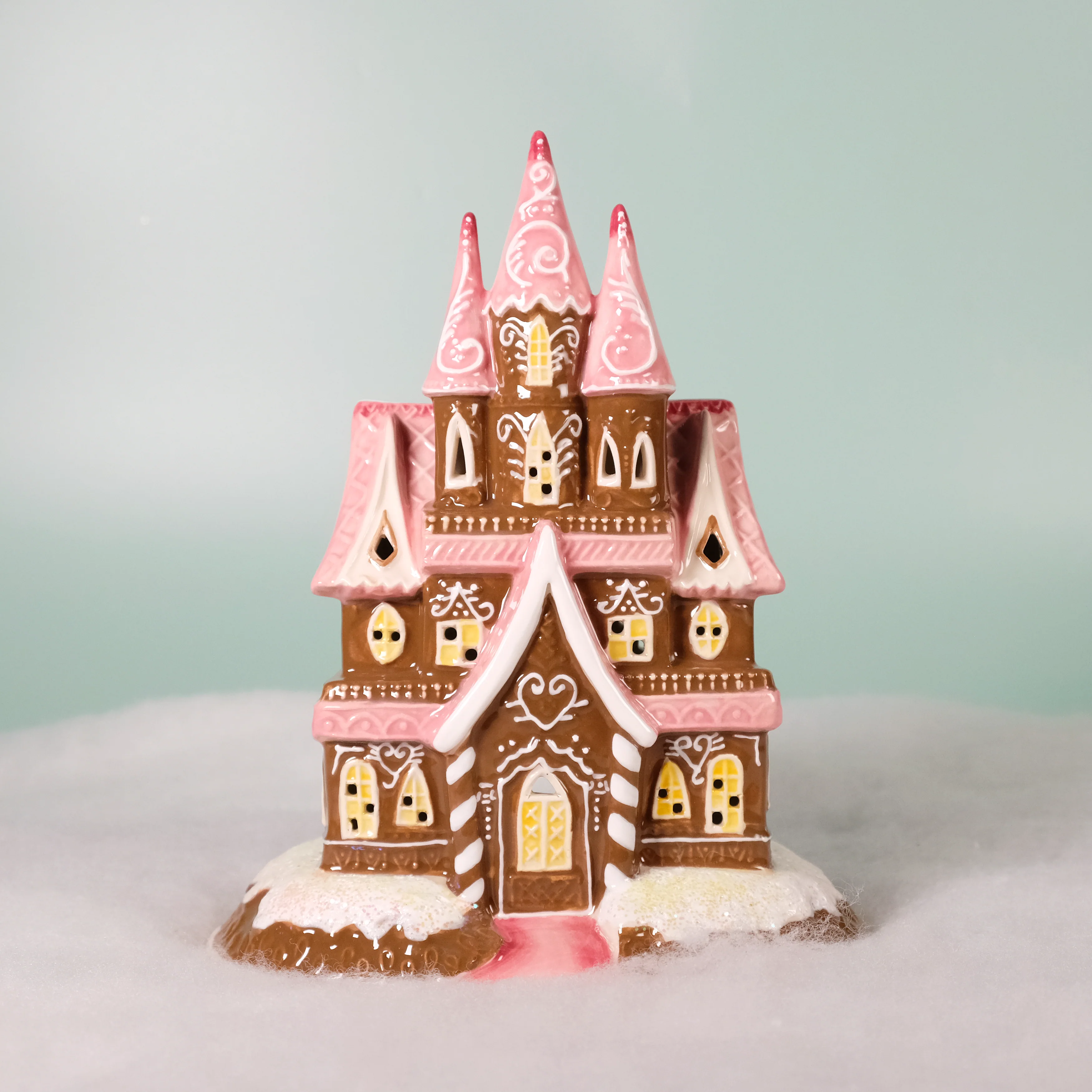 Gingerbread Pink Castle Candle House