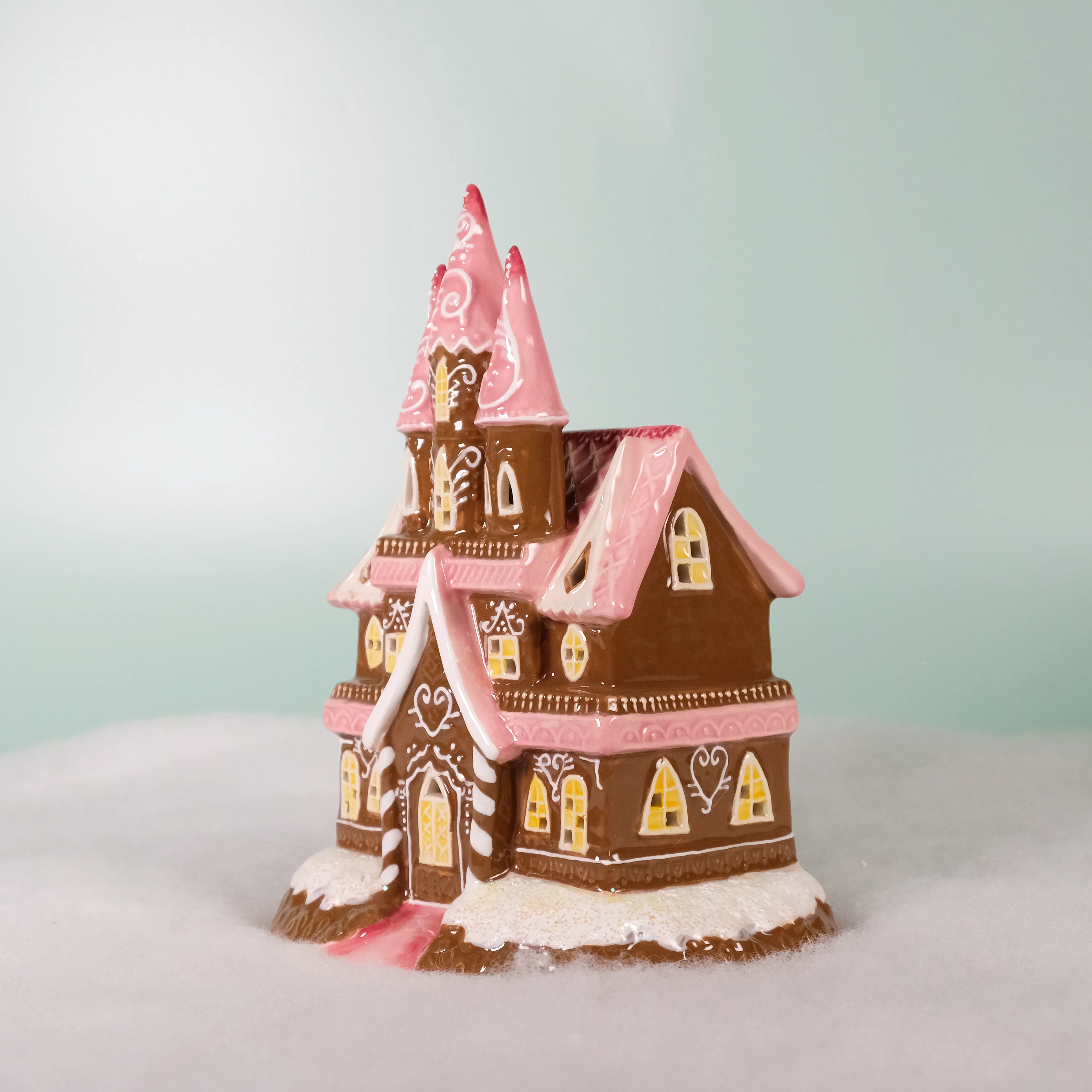 Gingerbread Pink Castle Candle House - Image 2