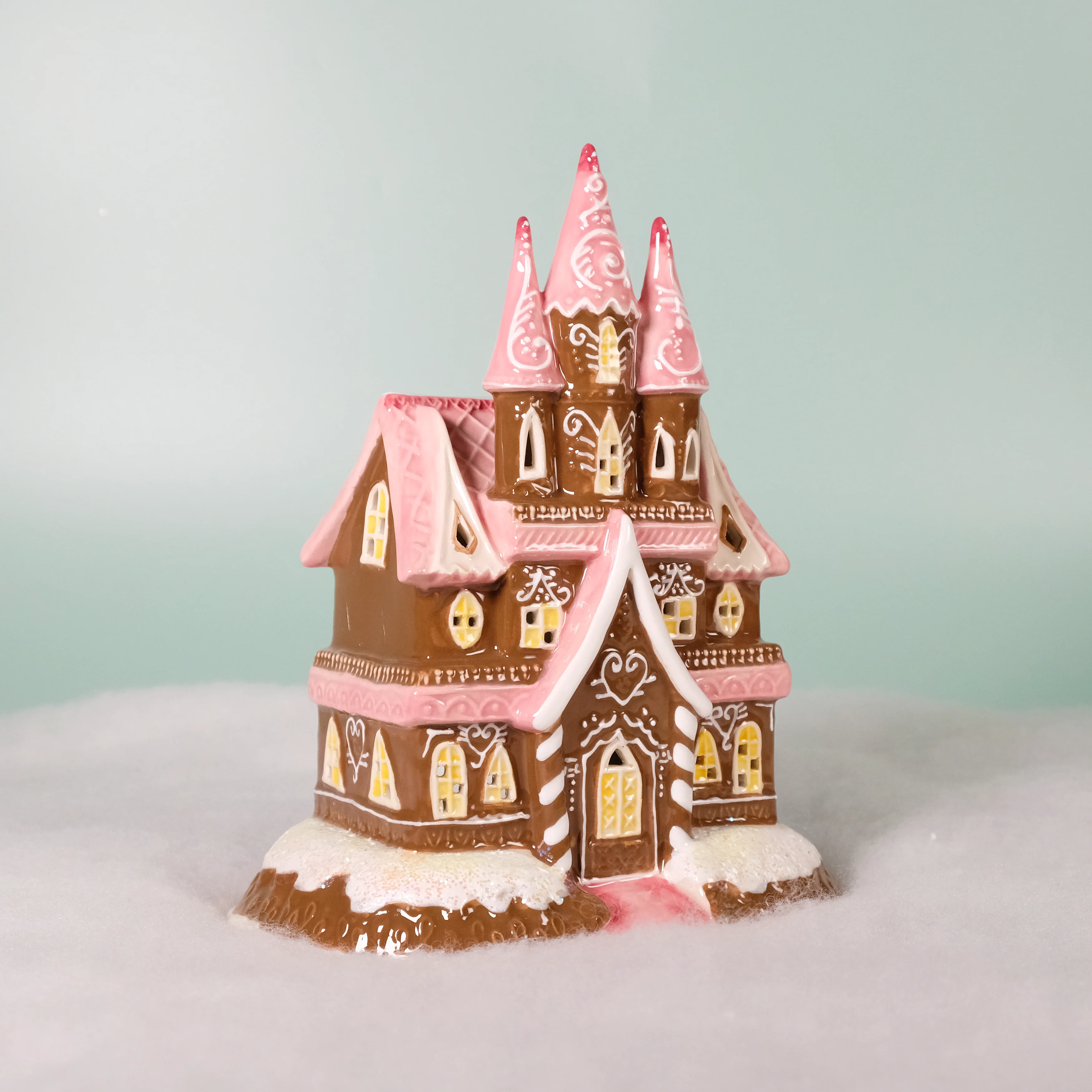 Gingerbread Pink Castle Candle House - Image 5