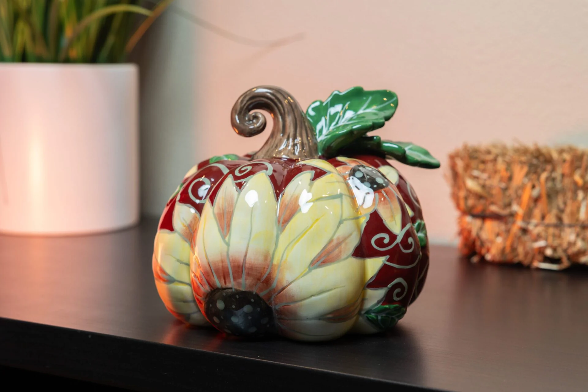 Harvest Blooms Pumpkin Figurine
