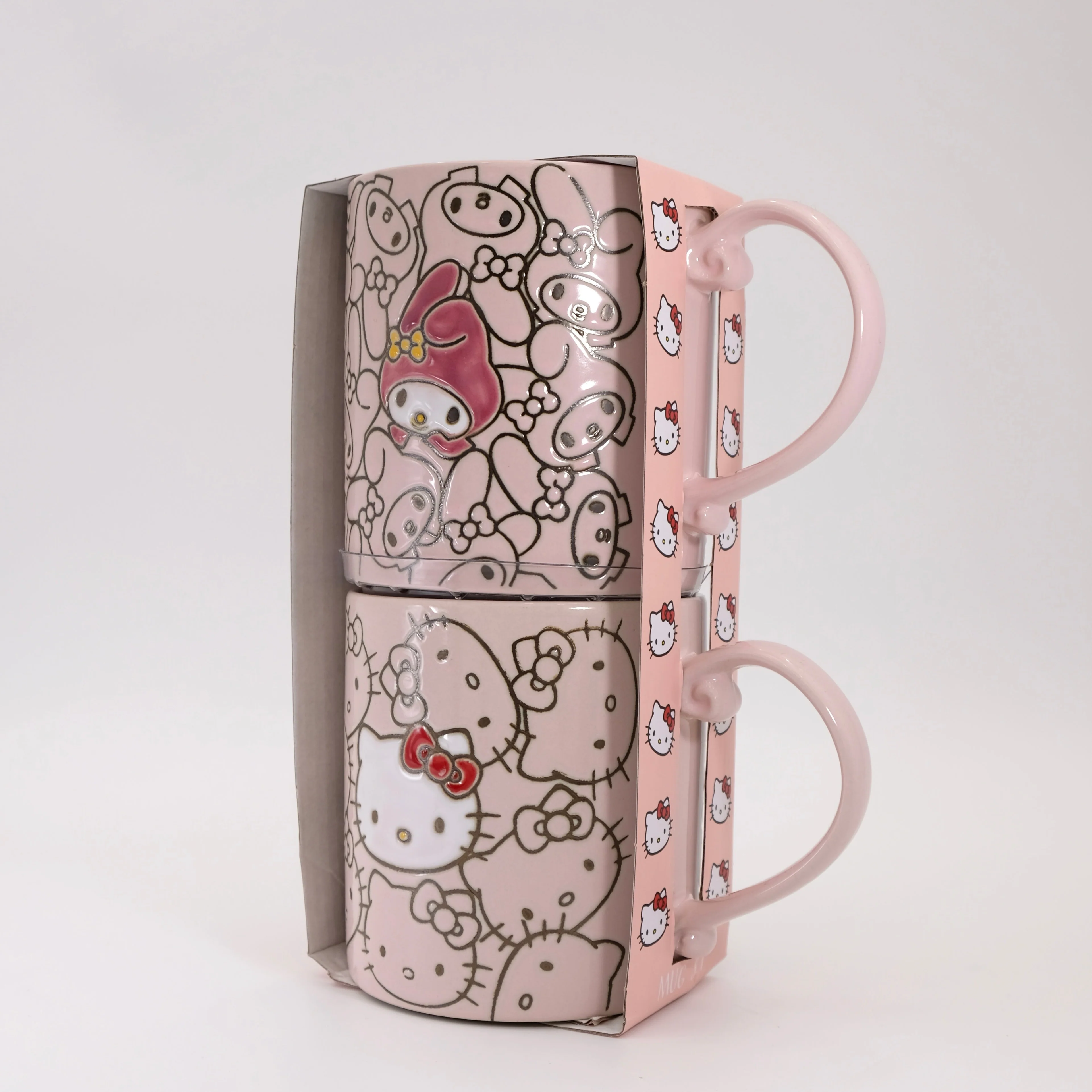 HELLO KITTY & MY MELODY REPEAT WRAP PINK 21OZ MUG SET OF 2 - Image 4
