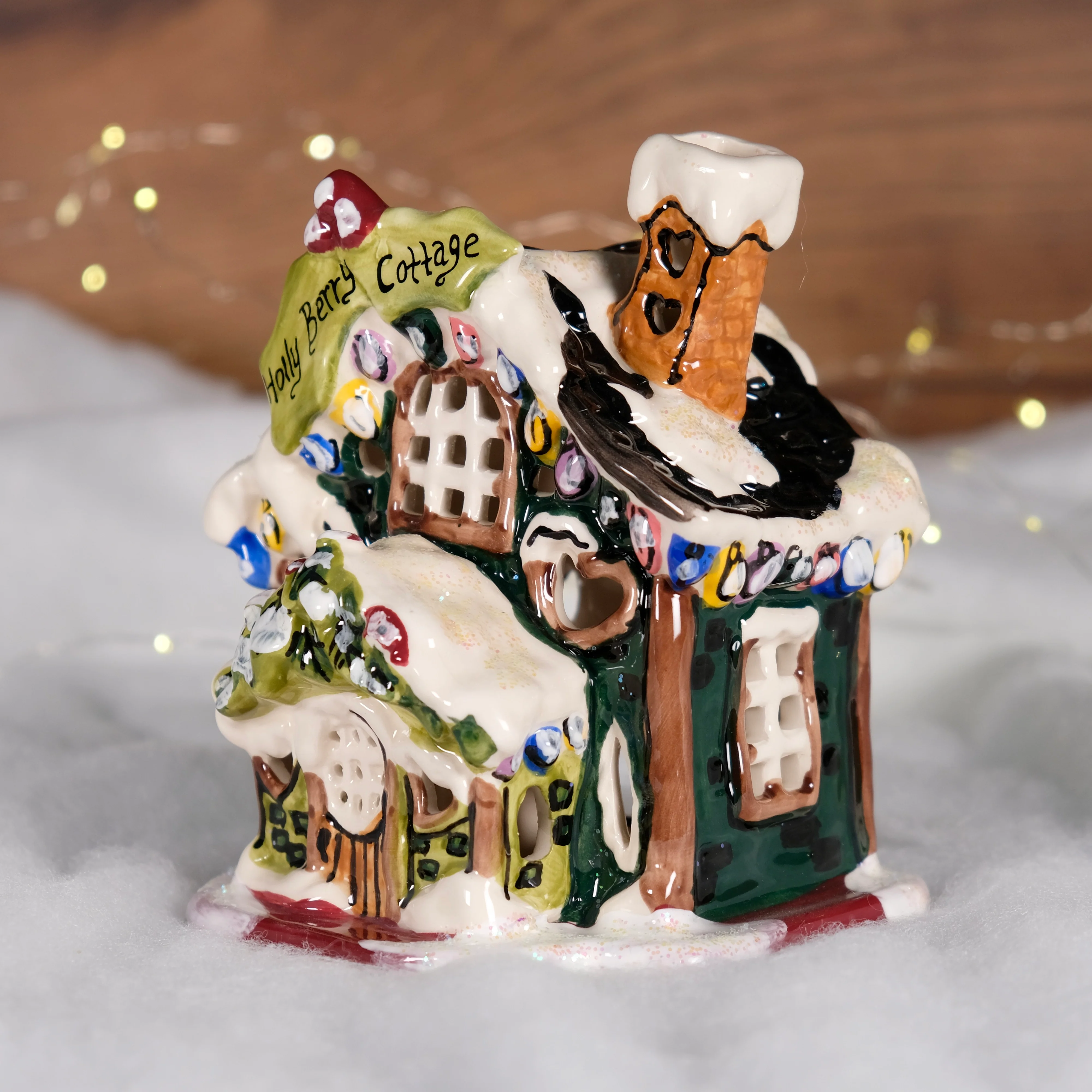 Holly Berry Cottage Candle House - Image 3