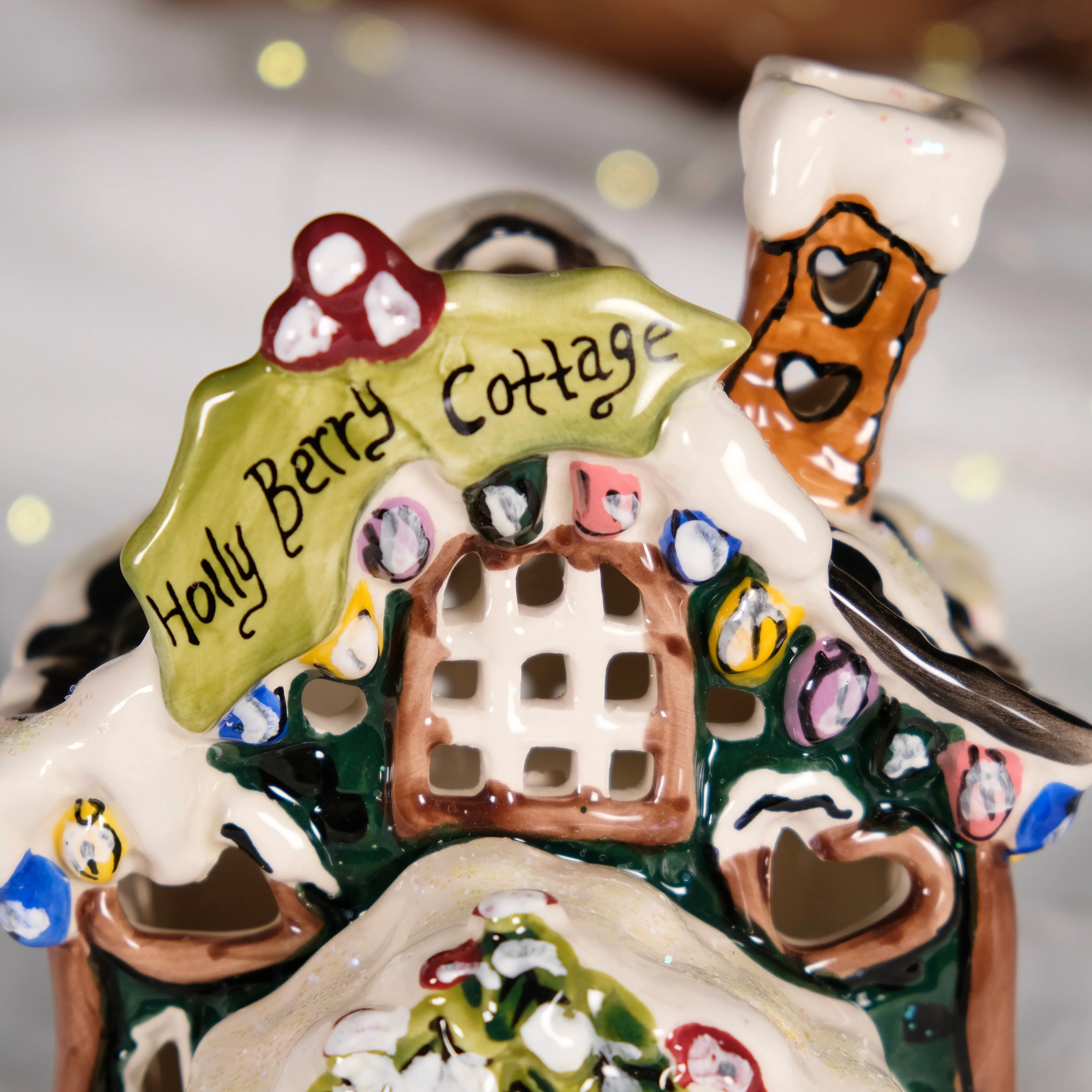 Holly Berry Cottage Candle House - Image 7