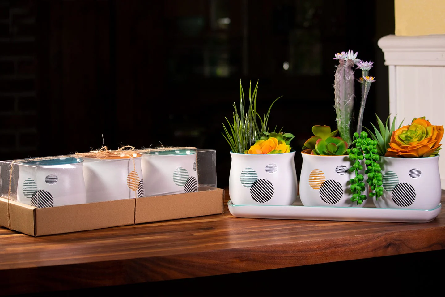 Merry Round Set of 4" Planters W/ Tray - Image 3