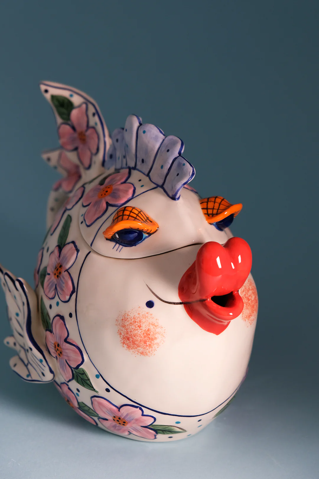 Pink Flower Fish Teapot - Image 3