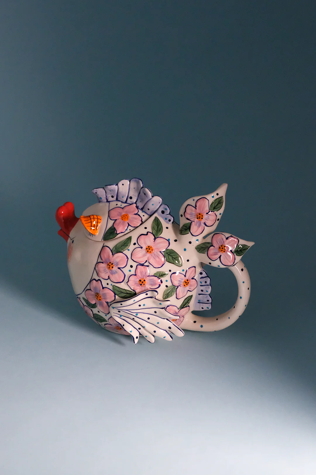 Pink Flower Fish Teapot - Image 4