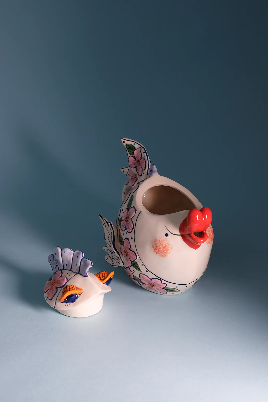 Pink Flower Fish Teapot - Image 5