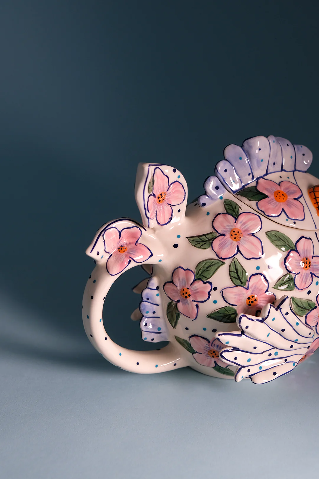Pink Flower Fish Teapot - Image 7
