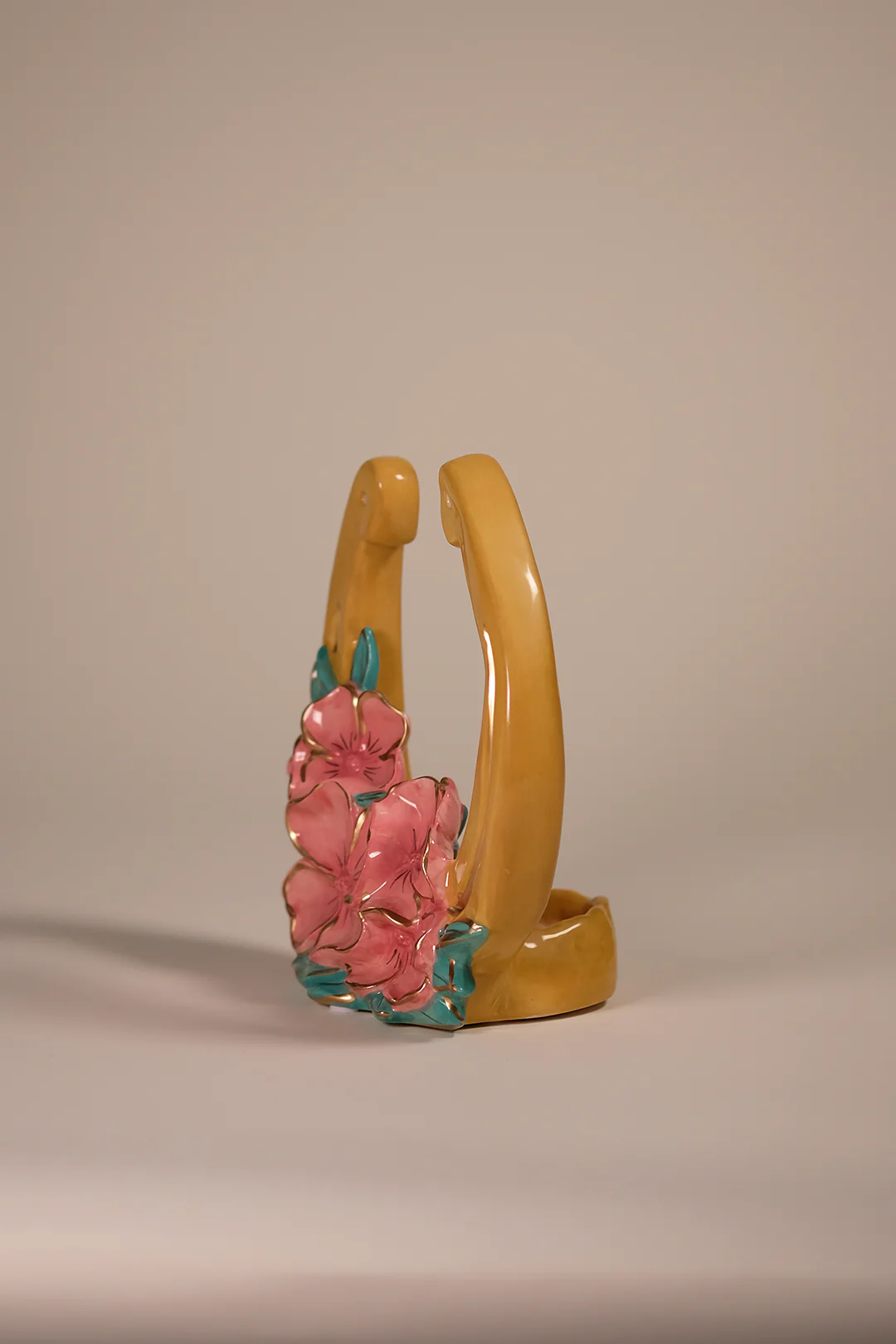 Pink Poppy with Jade Horseshoe Tealight Holder - Image 3