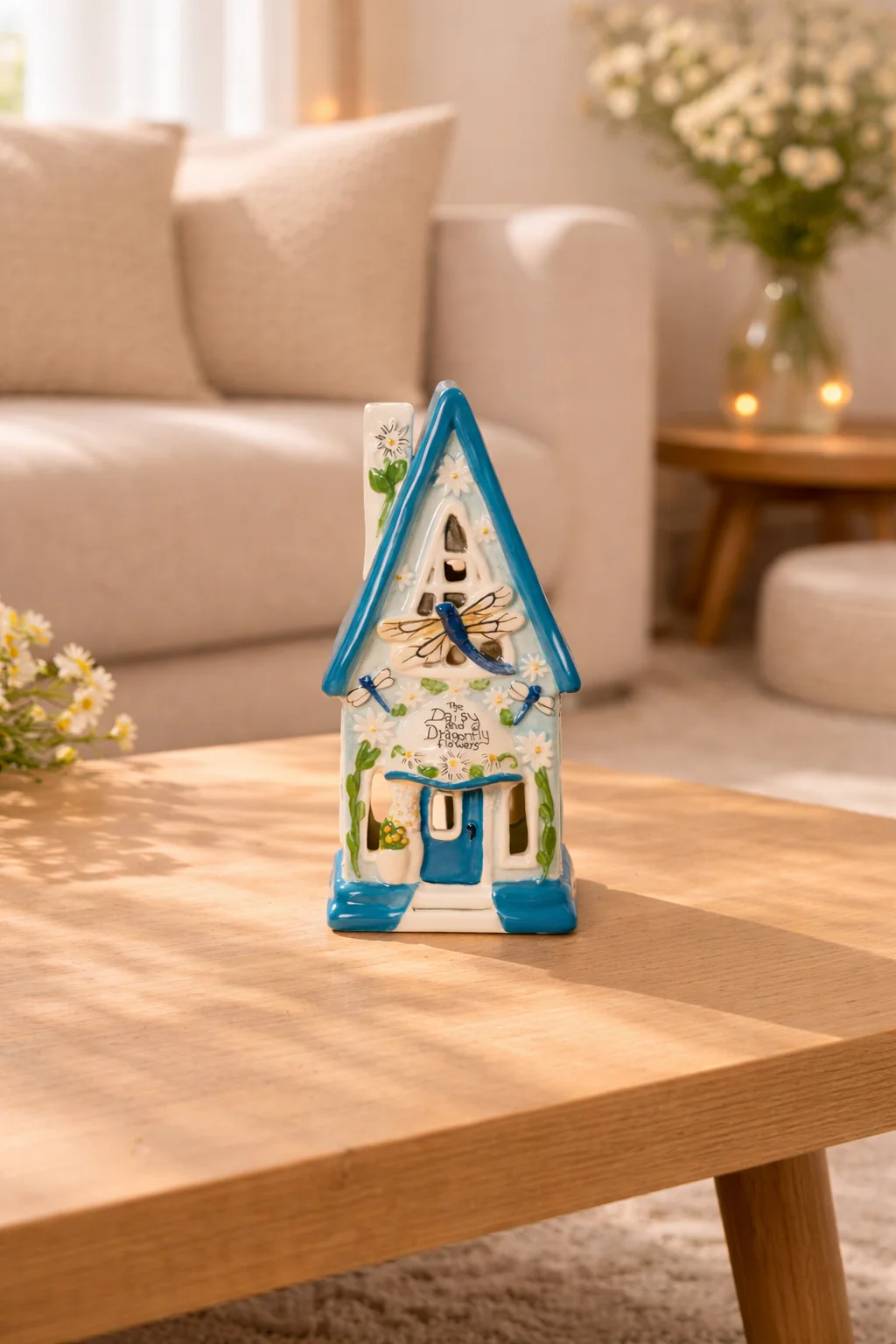 The Daisy and Dragonfly Flowers Candle House - Image 2