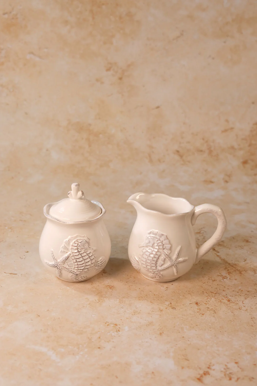 White Seahorse Sugar & Creamer Set
